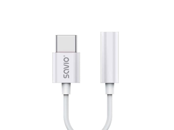 Savio AK-51, 3.5mm, Hunkjønn, USB Type-C, Hankjønn, 0,11 m, Hvit