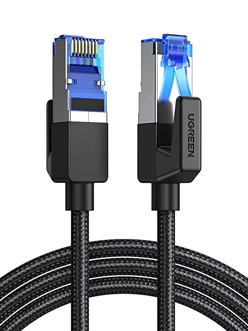 UGREEN Cat8 RJ45 Ethernet Kabel flätad 40Gbps 2000MHz F/FTP (1m)