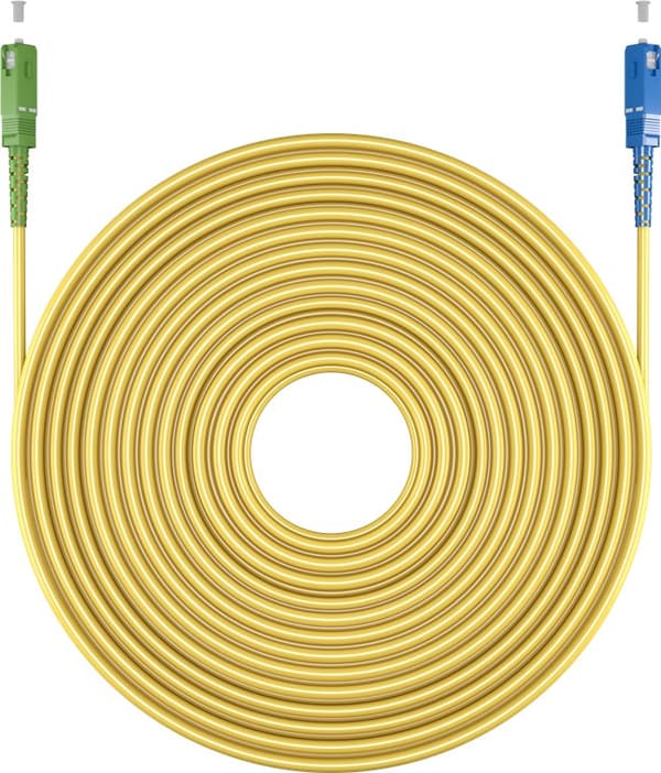 Lyslederkabel (FTTH), Singlemode (OS2) Yellow, gul (Simplex), 0,5 m