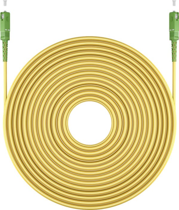 Fiberoptisk kabel (FTTH), Singlemode (OS2) Gul, Gul (Simplex), 0,5 m