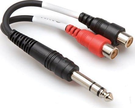 Hosa Technology YPR-102, 6,35mm TRS, Hankoppling, 2 x RCA, Honkoppling, Svart