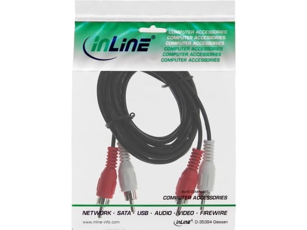 InLine 89931A, Hankjønn, 2 x RCA, Hankjønn, 15 m, Sort