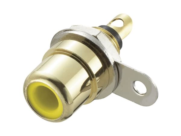 Cinch-liitin Liitäntä, uppoasennus pystysuoraan Napaluku: 2 Keltainen TRU COMPONENTS 1 kpl