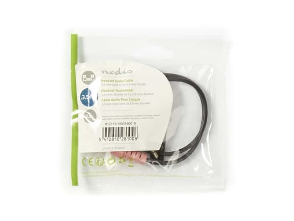 Nedis CAGP22150BK02, 2 x 3.5mm, Hunkjønn, 3.5mm, Hankjønn, 0,2 m, Sort
