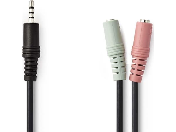Nedis CAGP22150BK02, 2 x 3.5mm, Hunkjønn, 3.5mm, Hankjønn, 0,2 m, Sort