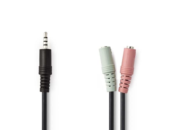 Nedis CAGP22150BK02, 2 x 3.5mm, Hunkjønn, 3.5mm, Hankjønn, 0,2 m, Sort