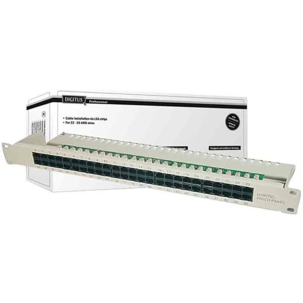 19" ISDN konfigurationspanel - DIGITUS - Kat. 3 - 50 x RJ - Ljusgrå Grå