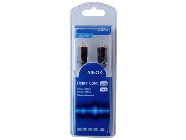 Sinox Plus+ Digital Coaxial Cable - Ljudkabel - RCA hane till RCA hane - 2 m