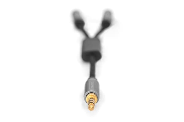 DIGITUS - Ljudsplitter - 4-poligt minijack kontakt till minijack mottagare - 20 cm - dubbelt skärmad - svart