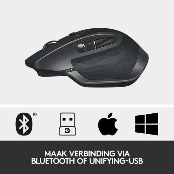 Logitech MX Master 2S - Trådlös mus - RF + Bluetooth - Version 2020 - Svart