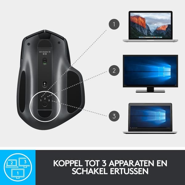 Logitech MX Master 2S - Trådlös mus - RF + Bluetooth - Version 2020 - Svart