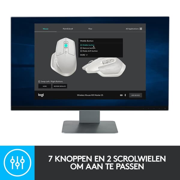 Logitech MX Master 2S - Trådlös mus - RF + Bluetooth - Version 2020 - Svart