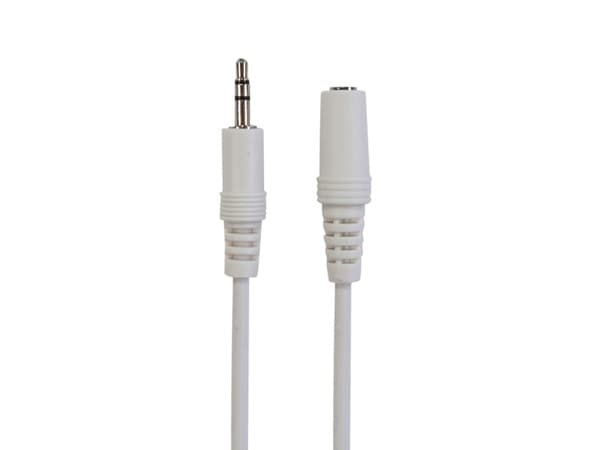 Connectech 3,5mm mini jack forlængerkabel. 3m. Hvid