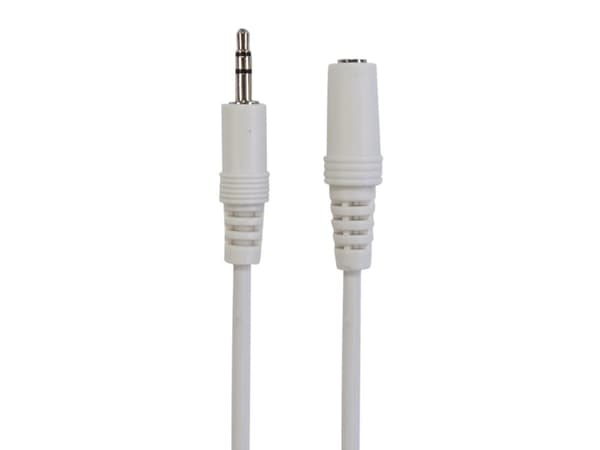 Connectech 3,5mm mini jack forlængerkabel. 3m. Hvid