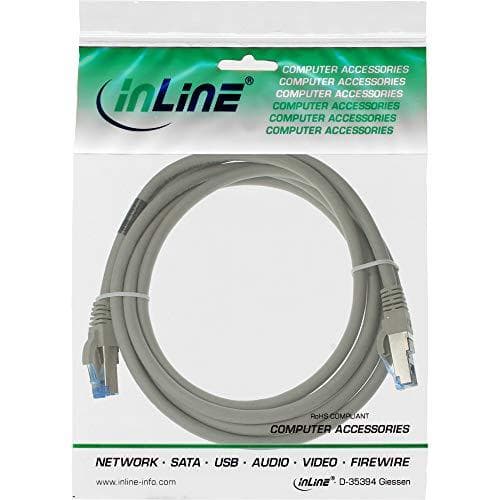 InLine - Patch-kabel - RJ-45 (M) til RJ-45 (M) - 25 cm - SFTP, PiMF - CAT 6a - Halogenfri, Rund - Grå (76821)