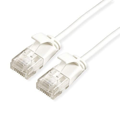 ROLINE UTP DataCenter Patch -kaapeli Cat.6A, LSOH, ohut, valkoinen, 0,3 m