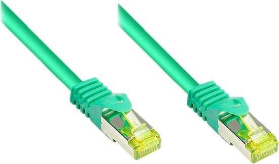 RJ45 patchkabel med Cat.7 råkabel og snap-in beskyttelse (RNS®), S/FTP, PiMF, halogenfri, 600MHz, OFC, grøn, 2m, Good Connections® (8070R-020G)
