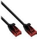 InLine Slim - Patch-kabel - RJ-45 (M) til RJ-45 (M) - 1,5 m - UTP - CAT 6 - Formet, rund, ingen krog - Sort (71214S)