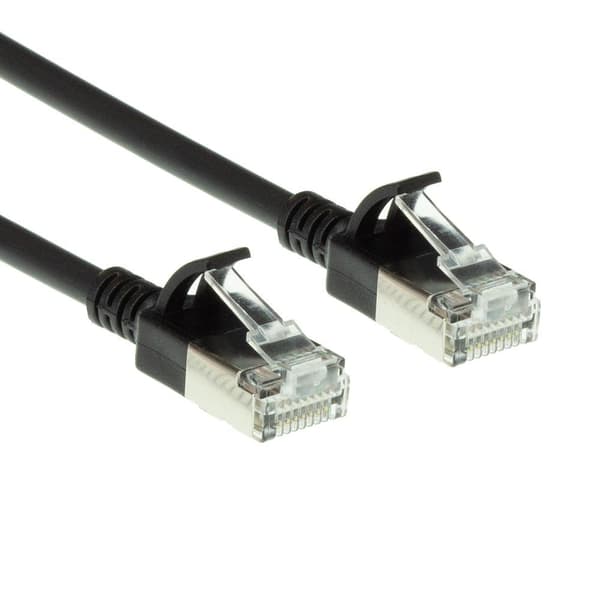 ACT Sort 1 meter LSZH U/FTP CAT6A datacenter slimline patch-kabel uden problemer med RJ45-stik (DC7901)