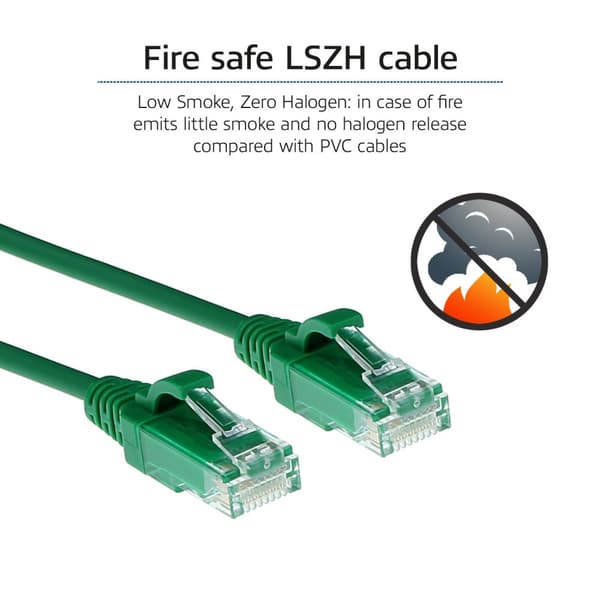 ACT Green 2 metrin LSZH U/UTP CAT6 datakeskuksen ohut patch-kaapeli RJ45-liittimillä CAT6 U/UTP SLIMLINE GN 2.00M (DC9702)