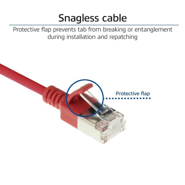 ACT rødt 3 meter LSZH U/FTP CAT6A datacenter slimline patch-kabel uden problemer med RJ45-stik (DC7503)