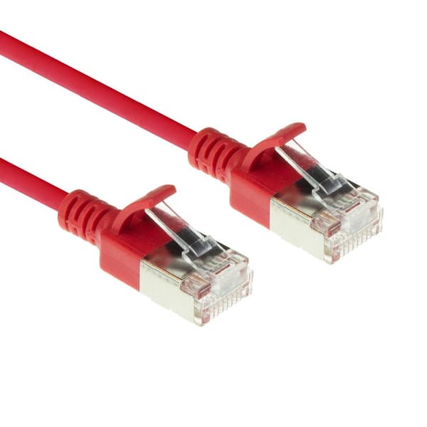 ACT rødt 3 meter LSZH U/FTP CAT6A datacenter slimline patch-kabel uden problemer med RJ45-stik (DC7503)
