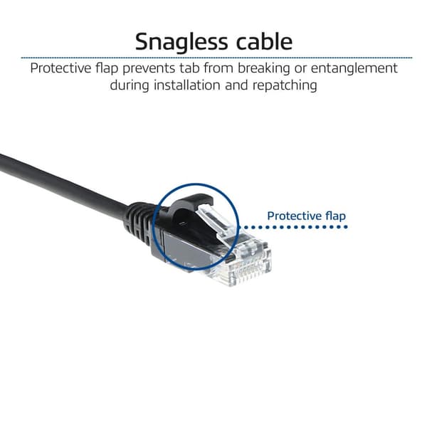 ACT Sort 3 meter LSZH U/UTP CAT6 datacenter slimline patch-kabel med RJ45-stik CAT6 U/UTP SLIMLINE BK 3.00M (DC9903)