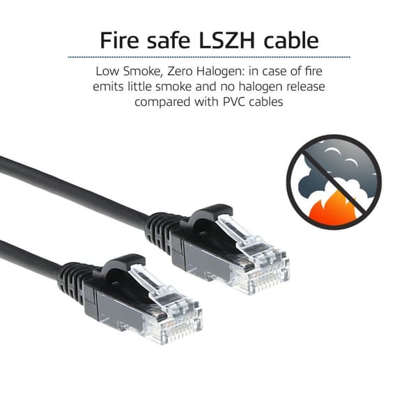 ACT Sort 3 meter LSZH U/UTP CAT6 datacenter slimline patch-kabel med RJ45-stik CAT6 U/UTP SLIMLINE BK 3.00M (DC9903)