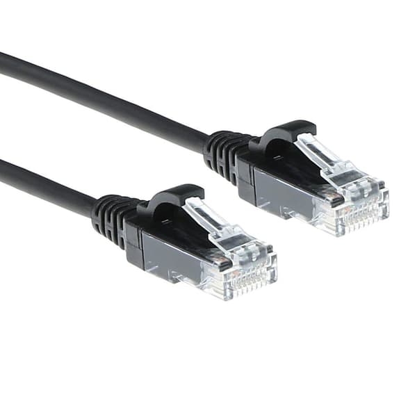 ACT Sort 3 meter LSZH U/UTP CAT6 datacenter slimline patch-kabel med RJ45-stik CAT6 U/UTP SLIMLINE BK 3.00M (DC9903)