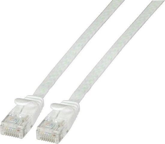 Producent: EFB Elektronik RJ45 flat patch kabel U/UTP, Cat.6A, PVC, 3m, hvid Det uskærmede Cat.6A RJ45 flat patch kabel sikrer meget gode egenskaber t