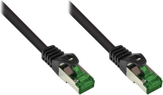 RNS® patchkabel med snäppskydd, utomhus (IP66), Cat.6A, S/FTP, PiMF, 500MHz, CU, svart, 5 m, Good Connections® (8062-H050S)