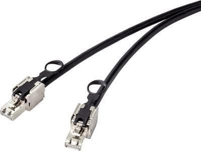 Renkforce RF-4538216 RJ45 netværkskabel, patchkabel CAT 6a S/FTP 0,50 m sort med trækring til oplåsning 1 stk.