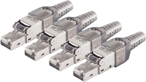 shiverpeaks 4x shiverpeaks®-BASIC-S--cat. 6A RJ45-stik uden værktøj med anti-knæk afskærmet (BS08-51001-4)