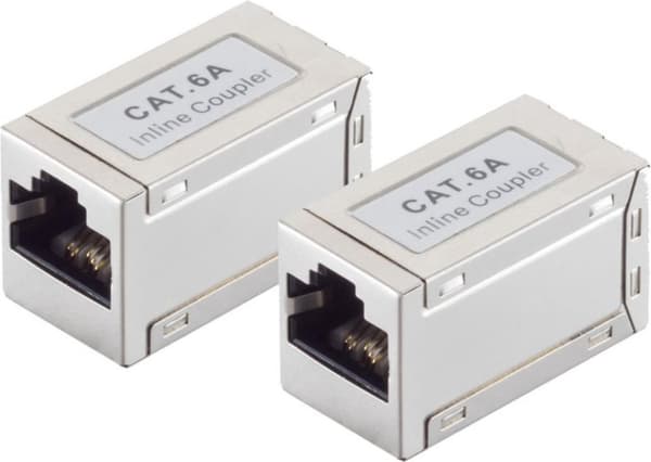 S/CONN maksimal tilslutningsadapter modulær patch-stik-kat. 6A kabelstik dobbeltstik RJ45 STP, lille design PU 2 stk (08-01045-2)