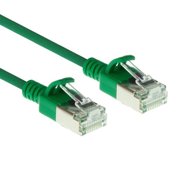 ACT Green 0,25 meter LSZH U/FTP CAT6A datacenter slimline patch-kabel snagless med RJ45-stik (DC7752)