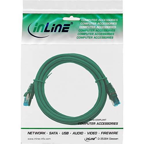 InLine® patchkabel, S/FTP (PiMf), Cat.6A, 500MHz, halogenfri, kobber, grøn, 0,3m