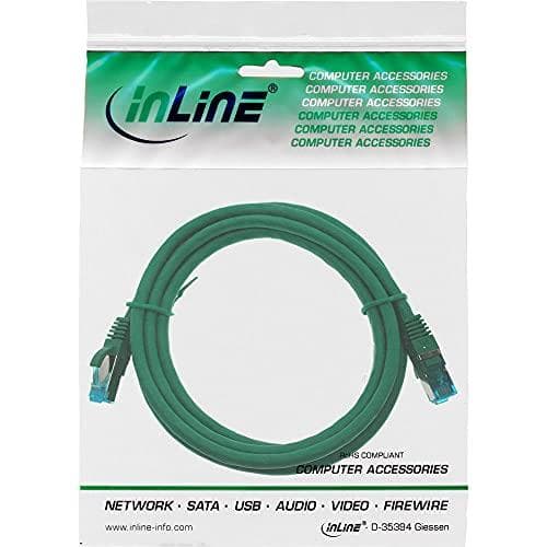 InLine® patchkabel, S/FTP (PiMf), Cat.6A, 500MHz, halogenfri, kobber, grøn, 0,3m