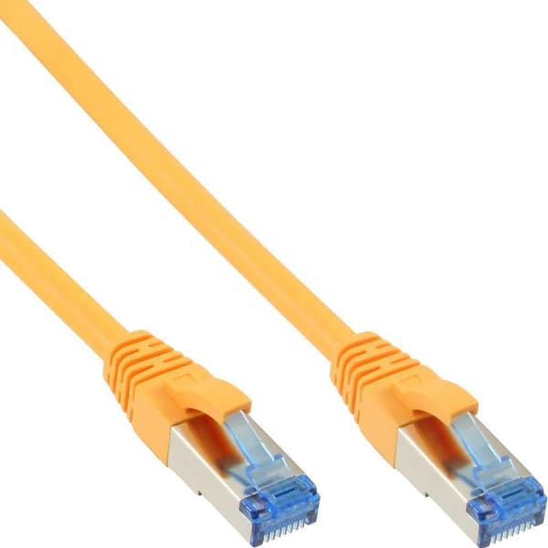 InLine - Patch-kabel - RJ-45 (M) til RJ-45 (M) - 25 cm - SFTP, PiMF - CAT 6a - halogenfri, uden krog - gul (76821Y)