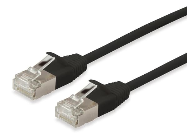 udstyr Slim - Patch-kabel - RJ-45 (M) til RJ-45 (M) - 25 cm - S/FTP - CAT 6a - støbt, uden krog - sort