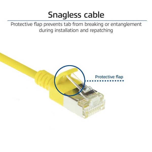 ACT gul 0,25 meter LSZH U/FTP CAT6A datacenter slimline patch-kabel uden problemer med RJ45-stik (DC7852)