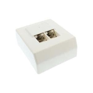 InLine 74202 Cat.5e tilslutningsstik, AP 2x RJ45-stik, hvid RAL 9010