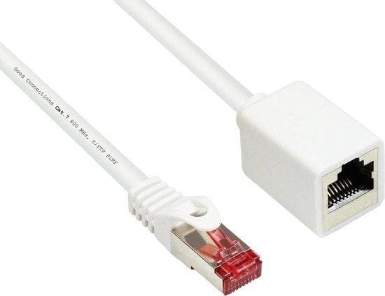 RNS®-jatkokaapelin jatke lukitussuojalla, Cat. 6, S/FTP, PiMF, PVC, 250MHz, OFC, CU, valkoinen, 3m, Good Connections® (8063VR-030W)