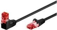 Goobay 51516 CAT 6 patchkabel, 90 graders kontakt, nätverkskabel, Ethernet, Playstation, Xbox, LAN-kabel, DSL, U/UTP, RJ45-kontakt, svart, 2 meter