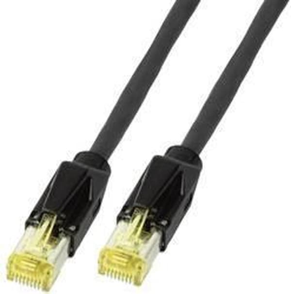 DRAKA K8560SW.0.50 RJ45 Netværkskabel, patchkabel CAT 6A S/FTP 0,50 m Sort Brandsikker, Snagless 1 stk.