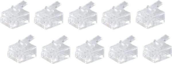 shiverpeaks ®-BASIC-S--Netværksmodulstik RJ11 6-benet, 4 kontakter tildelt, til runde kabler, guldbelagte kontakter--VE 10 (BS72040-R10)