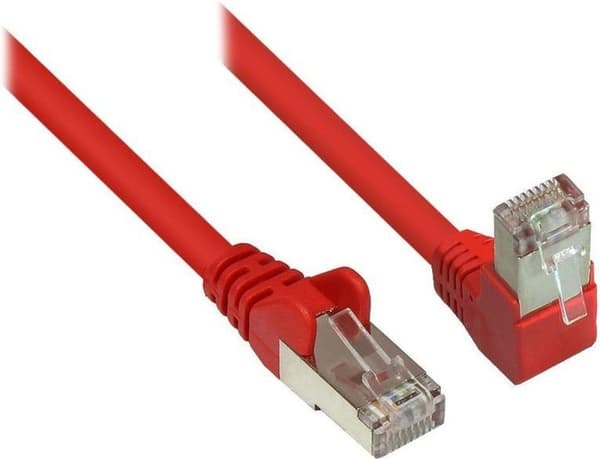 S-Impuls S/FTP CAT6 Gigabit netværkskabel vinklet / lige / rød - 1 meter