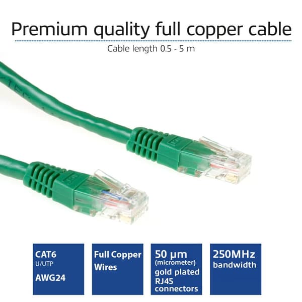 ACT CAT6 U/UTP verkkokaapeli 10 metriä - Vihreä