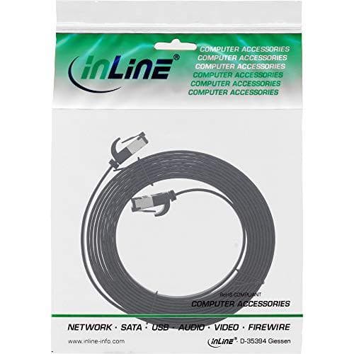 InLine® patchkabel fladt, U/FTP, Cat.8.1, TPE halogenfri, sort, 3m