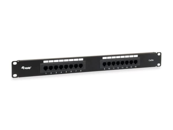 Udstyr 235317 16-Port CAT.5E USKÆRMET PATCH PANEL, SORT Sort