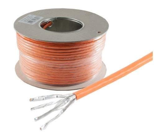 Helos installationskabel, Cat 7, S/FTP, PiMF, LSZH, orange, 100 m ring